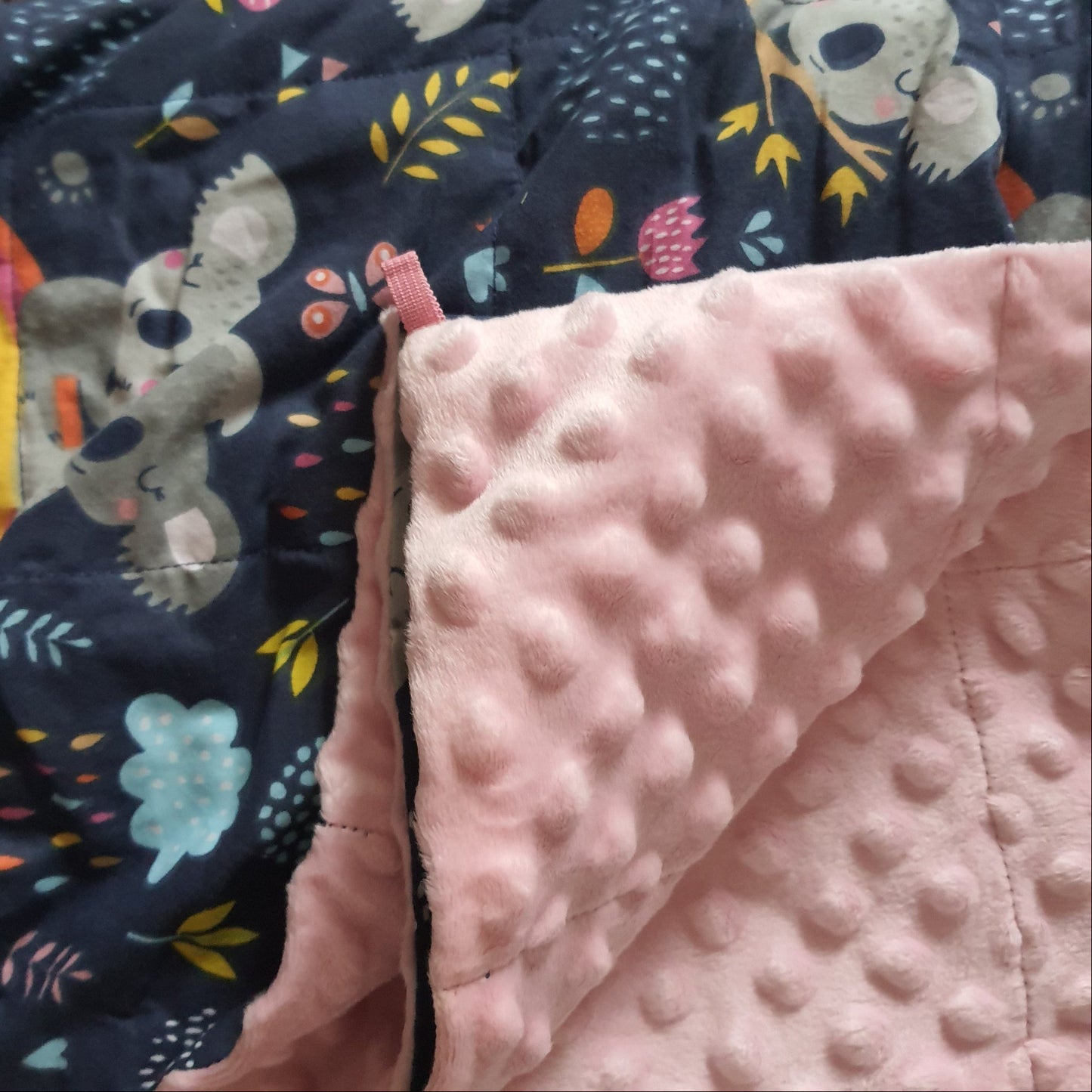 120x160cm, Koalas& Baby Pink Plush Weighted Blanket, 4.5kg