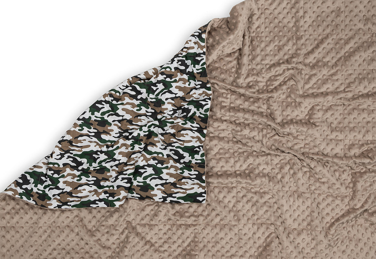 Camo & Light Cappuccino Plush Weighted Blanket 