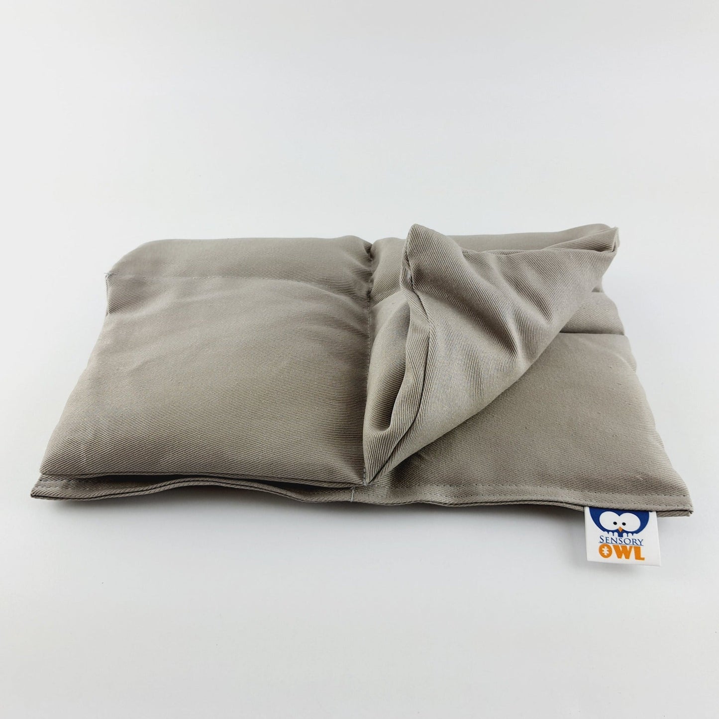 cotton weighted lap pillow in light grey senory owl