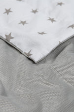 GREY STARS WEIGHTED BLANKET close up to the ash velvet backing