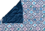 MANDALA WEIGHTED BLANKET full lengt fron plush side in navy colour
