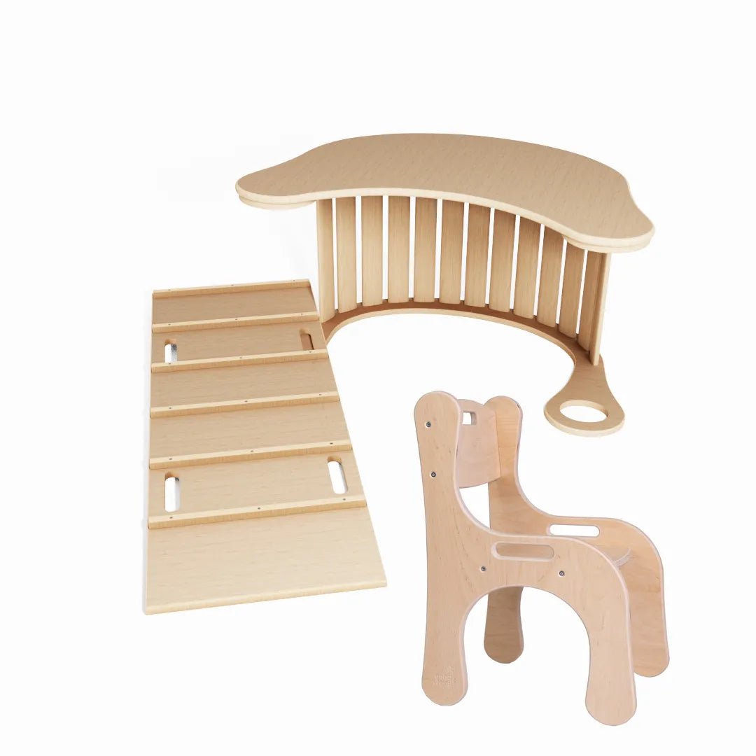 ENGEERING'S SET (WIPPE + LEITER + TISCHPLATTE + ERGONOMISCHER STUHL) – GUTES HOLZ