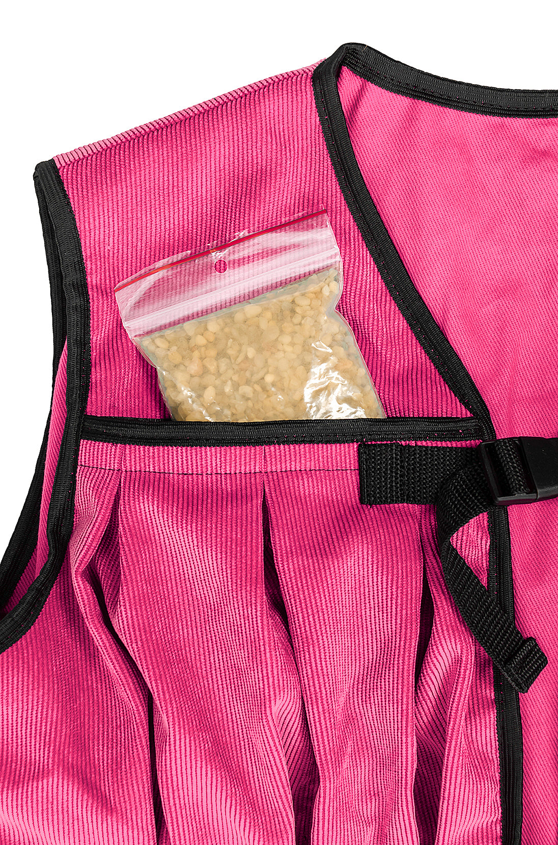 Pink OT Therapy Vest open pocket showing weighted filling