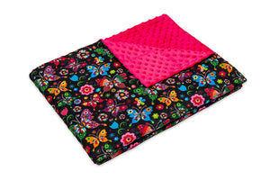 BUTTERFLIES WEIGHTED BLANKET WITH FUCHSIA MINKY BACKING \ SENSORY OWL