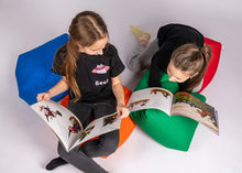 Laden Sie das Bild in den Galerie-Viewer, GIRLS READING BOOKS SITTING ON SQARE POUFS
