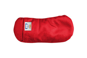 red yoga eye pillow made by sensoryowl
