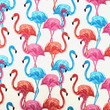 Laden Sie das Bild in den Galerie-Viewer, blue, orange and pink flamingos pattern used for weighted blankets sensory owl