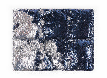 Laden Sie das Bild in den Galerie-Viewer, Sensory Owl Two tone sequin weighted lap pillow in blue and silver