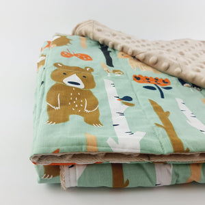 WOODLAND ANIMALS MINKY WEIGHTED BLANKET BY SENSORY OWL